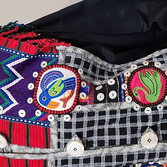 Art to Wear Upcycled Long Line Jacket Colorful Vintage Lagenlook Women's size M - Picture 5 of 16